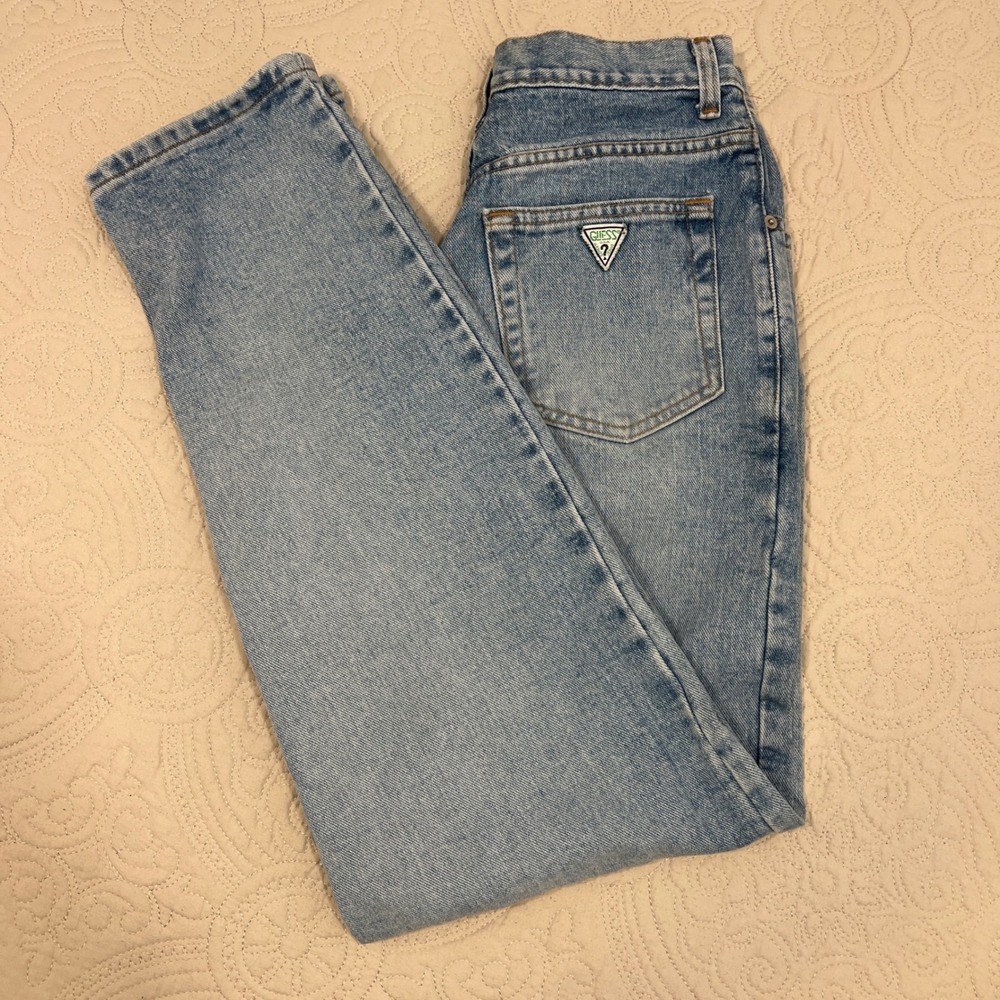 Vintage Guess Jeans Mens 29x34 Light Wash High Rise Straight Leg USA Made BB110